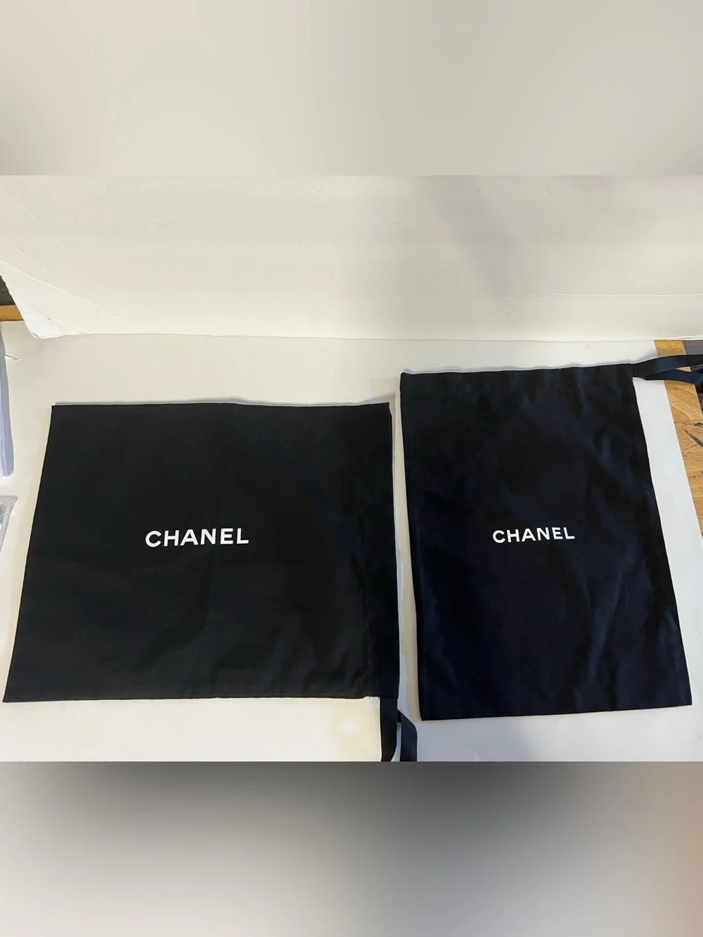 CHANEL Black Fabric Logo Dust Bags - Pair